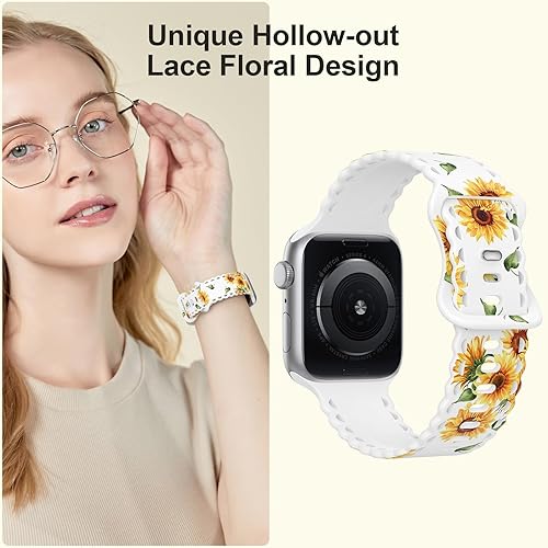 Miniatura 4 de Correa de encaje de flores compatible con Apple Watch Band de 1.575 pulgadas, 1.732 pulgadas, 1.614 pulgadas, 1.772 pulgadas, 1.772 pulgadas, 1.654