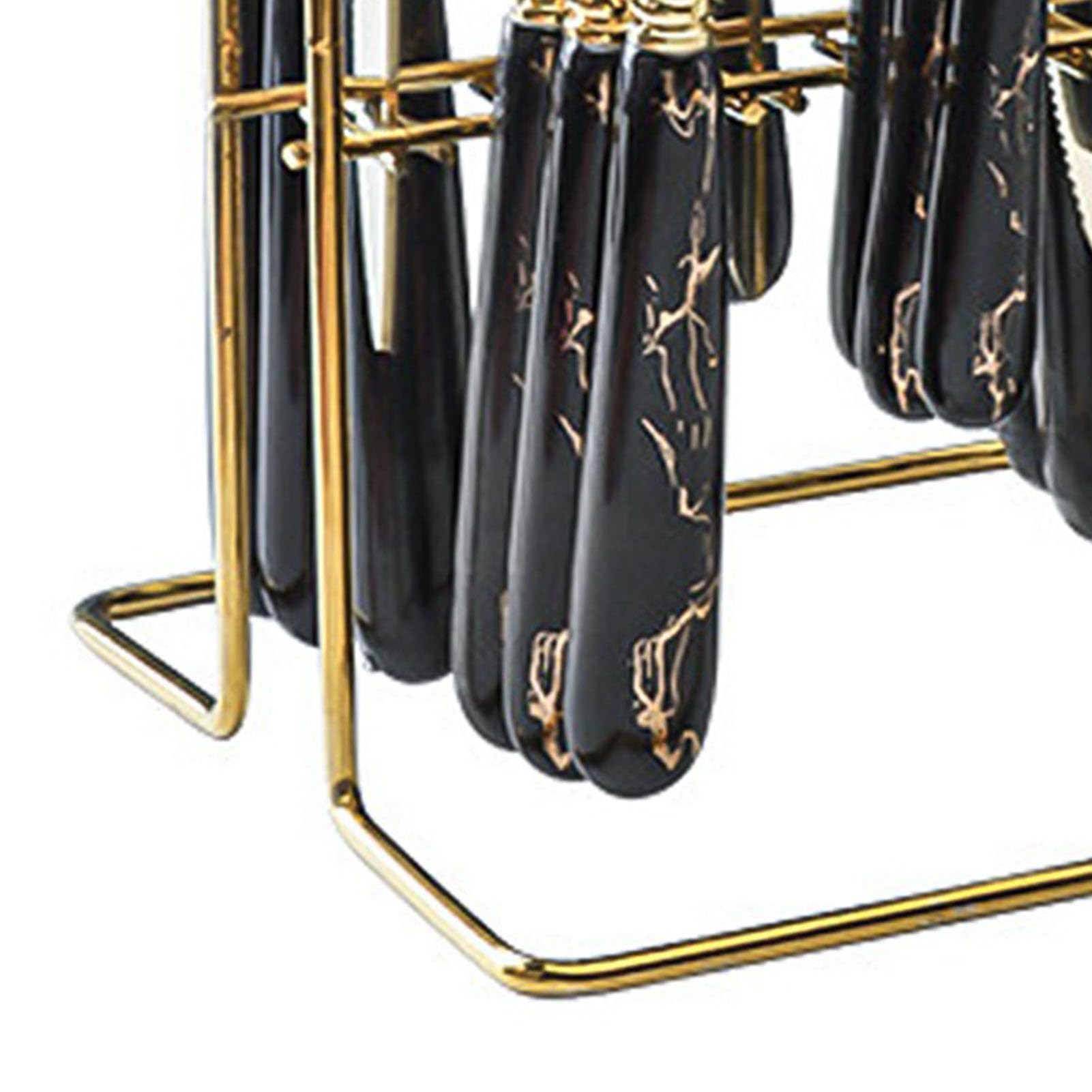 Juego de tenedor y cuchara de acero inoxidable, cubiertos gruesos pulidos con espejo para reuniones de restaurantes en casa, dorado y negro