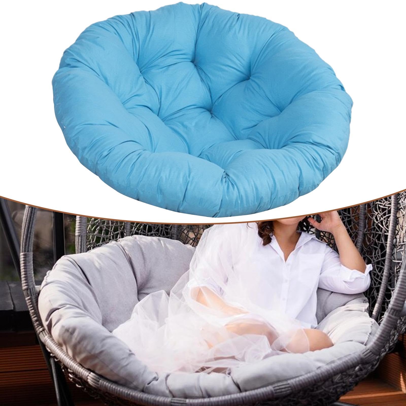 Sharplace Coussin de siège rond rembourré en forme d'œuf, 50cm, coussin de chaise suspendu, résistant à l'eau, lavable, tapis de chaise de Patio pour chambre à, Bleu ciel