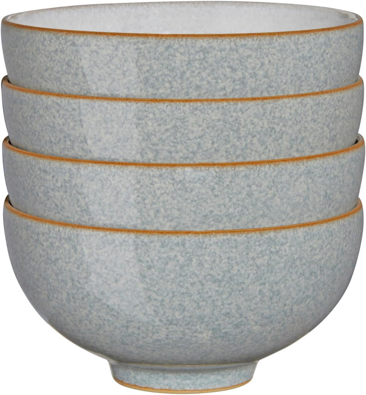 Denby - Elements Light Grey Rice Bowls Set of 4 - Dishwasher Microwave Safe Crockery 480ml 13cm - Pale Grey, White Ceramic Stoneware Tableware - Chip & Crack Resistant Soup Bowls