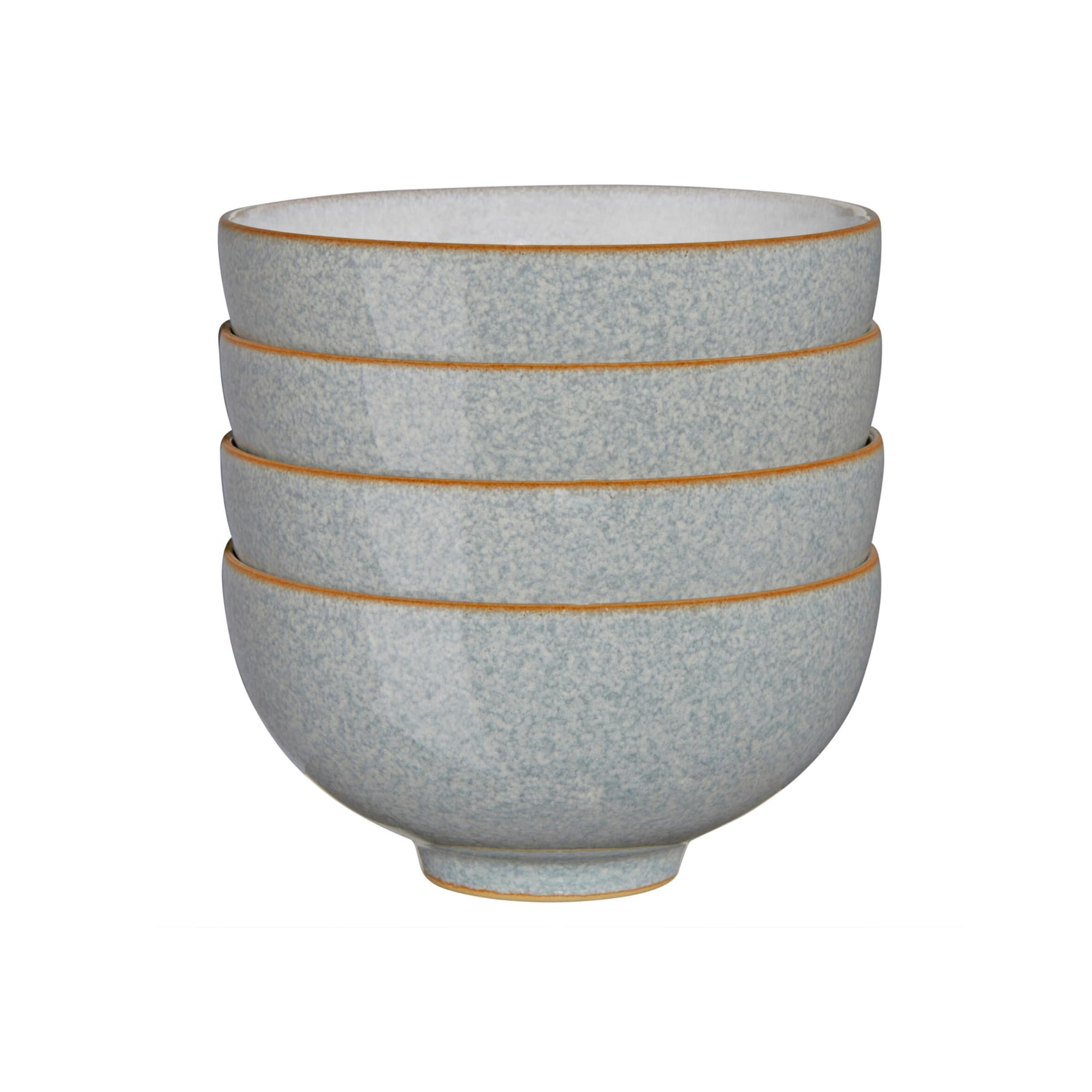 Elements Light Grey Rice Bowls Set of 4 - Dishwasher Microwave Safe Crockery 480ml 13cm - Pale Grey, White Ceramic Stoneware Tableware - Chip & Crack Resistant Soup Bowls