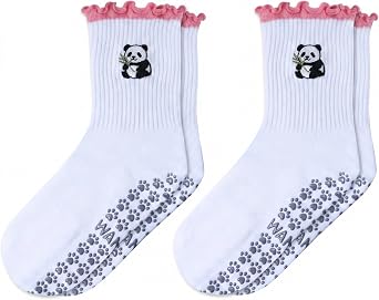 2 Paris Cute Pilates Grip Socks for Women - Non-Slip Socks for Yoga, Brarre, Workouts, Hospital, Barefoot