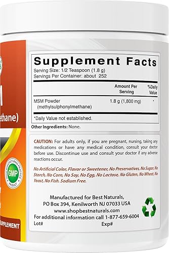 Miniatura 6 de Best Naturals Polvo MSM 100% puro, 1 libra