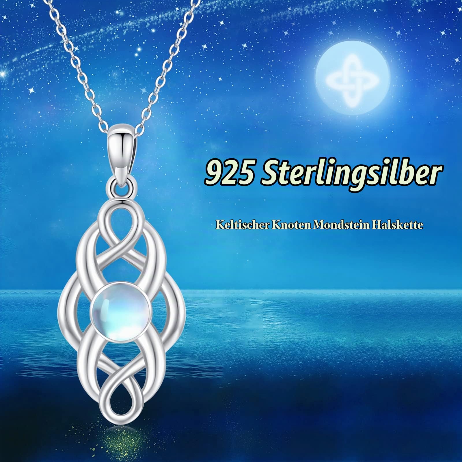 Mondstein Halskette 925 Sterling Silber Mondstein Anhänger Kette Regenbogen MondsteinSchmuck Geschenk für Damen