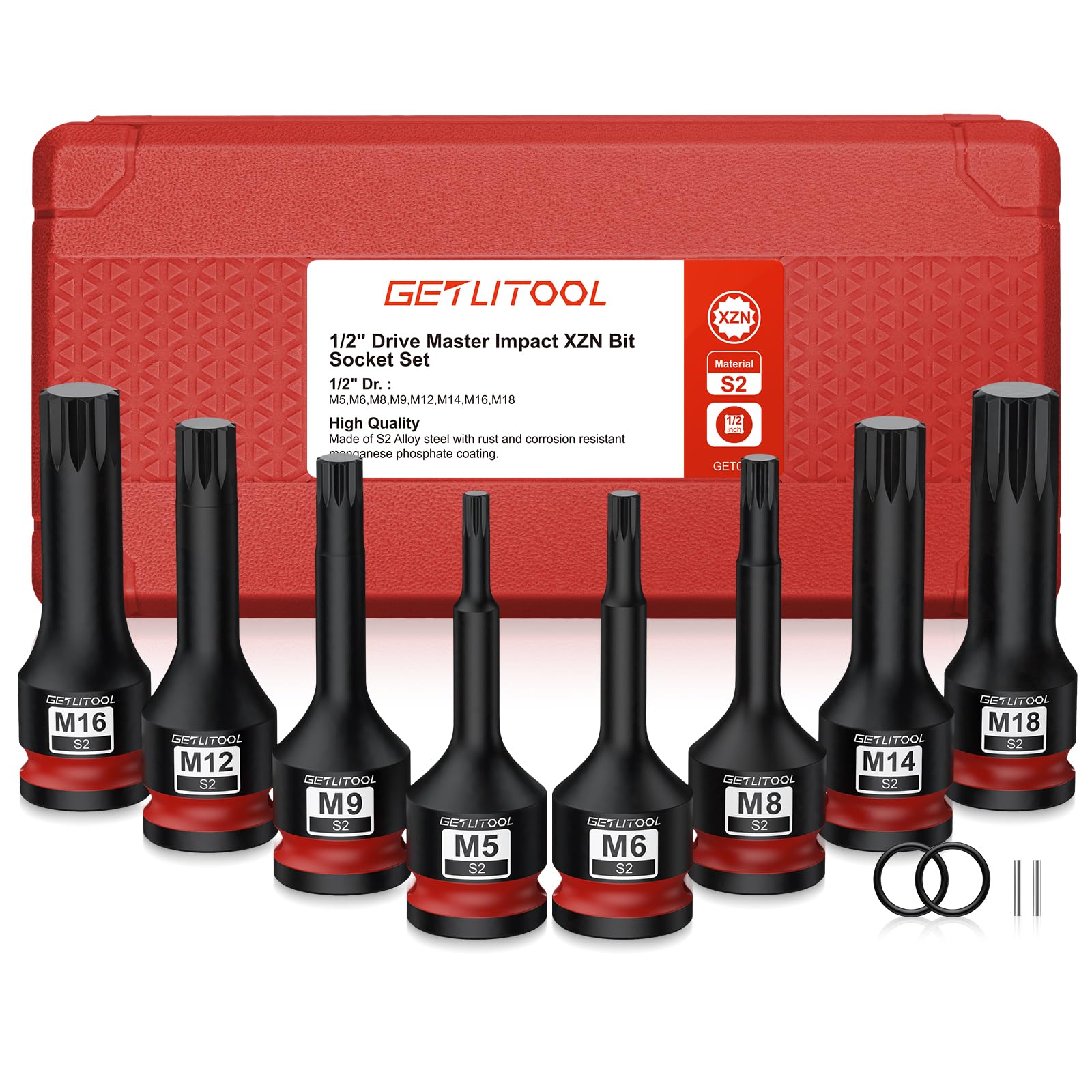 GETLITOOL 1/2" Kraft Vielzahn Bit Schlagschrauber Nüsse Satz