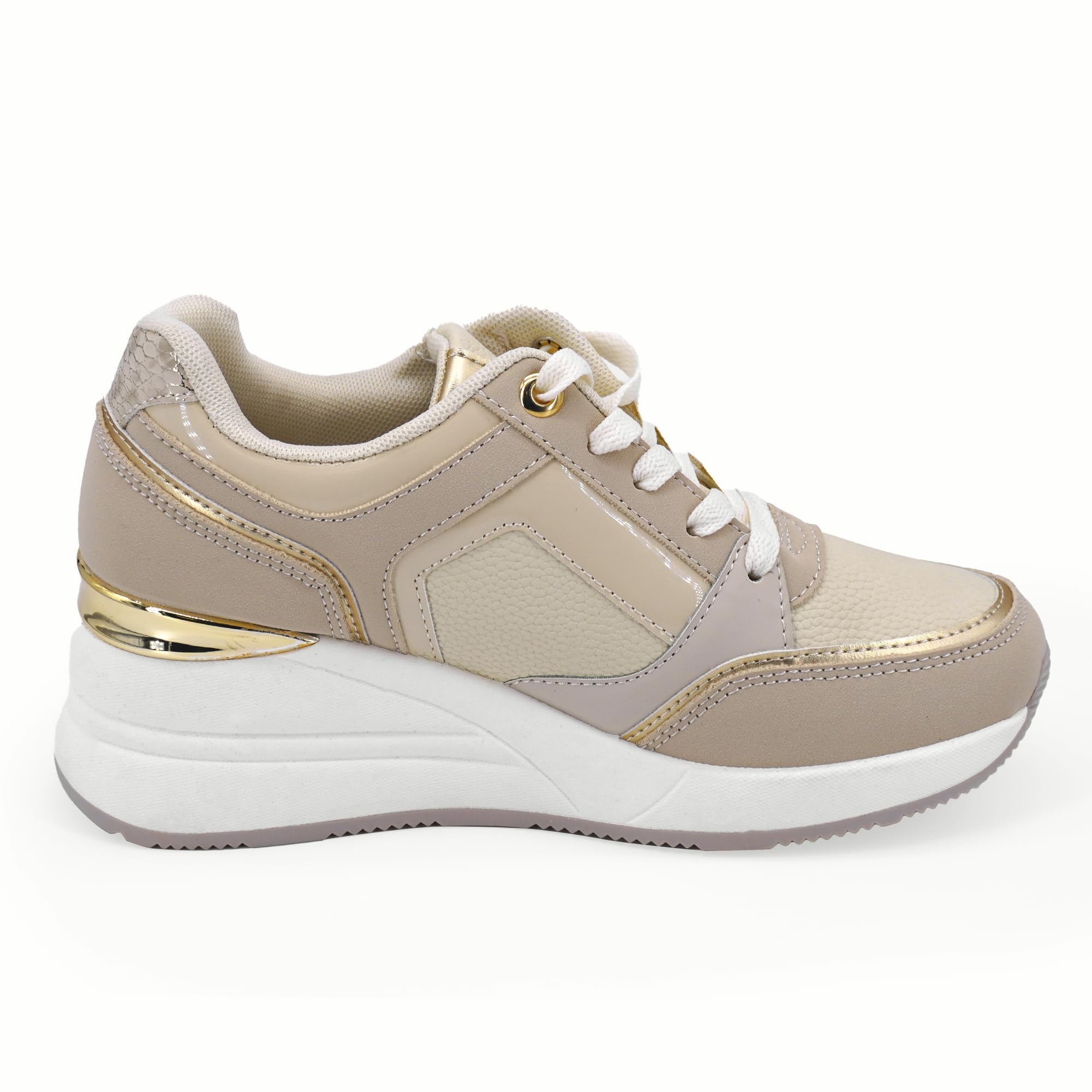 JOMIX Scarpe da Ginnastica Donna con Zeppa Sneakers Eleganti con Cerniera Laterale e Suola Spessa Comode per Camminata Quotidiana