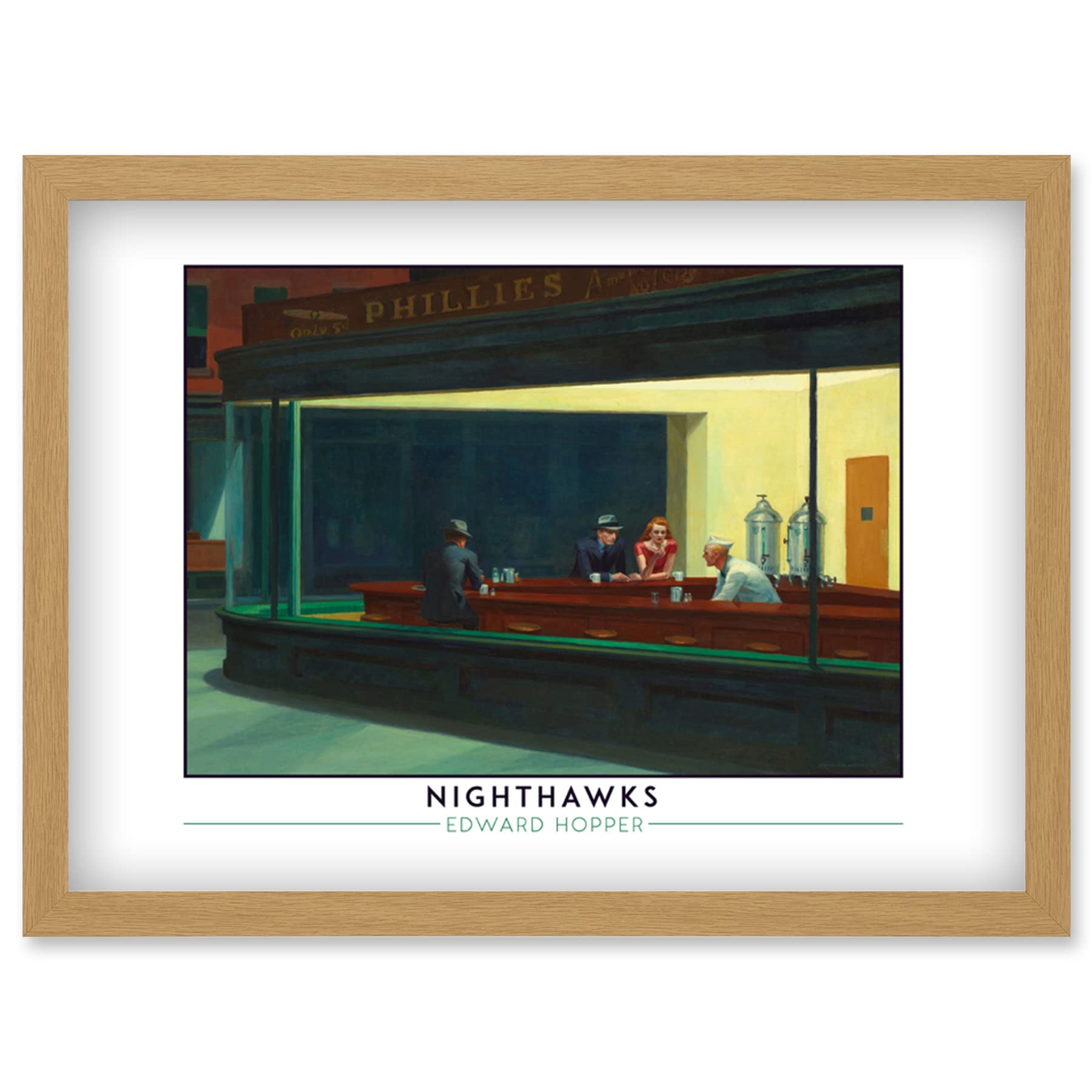 Wee Blue Coo Edward Hopper Nighthawks Iconic Realist Painting Artwork Framed Wall Art Print A4