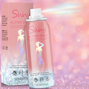 Holographic Body Glitter Spray - Silvery Shiny Shimmer for Hair, Face & Clothes | Quick-Drying, Long-Lasting Glitter Hairspray Temporary Shiny Mist for Festival, Rave, Music Concert, Prom Accessories