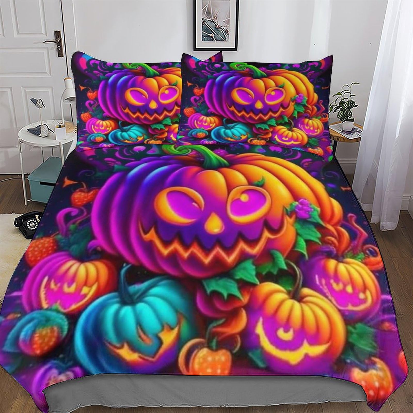 Citrouille d'halloween housse de couette 220x240cm pour une chambre festive