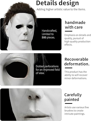 Miniatura 5 de CHEALLTHION TOYS Máscara de Halloween Michael Myers 1978 Halloween Cosplay látex máscaras de cabeza completa blanco