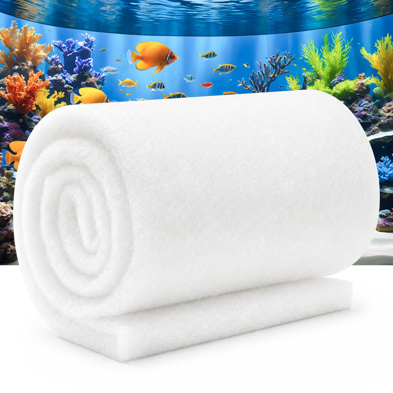 Admygo Fish Tank Filter Sponges, Aquarium Filter Sponge Roll 1m x 20cm, Filter Floss Aquarium Media Pad, Cut-to-Size Fish Tank Sponge Filter for Ponds, Sumps, Freshwater & Marine Aquariums