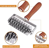 Vista 6 de Stainless Steel Lattice Dough Cutter with Wood Handle, Pie & Pizza Pastry Roller maker, Bread Biscuit Maker