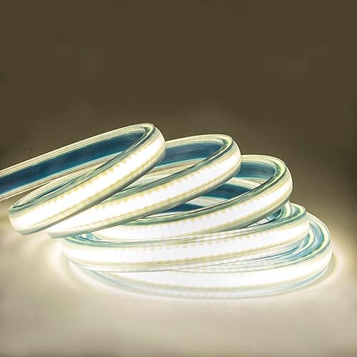 Miniatura 9 de Tira de luces LED de 6.56 pies, 110 V, blanco cálido brillante, tira de luces LED COB de 6.6 ft, 120 V, IP67, impermeable, tiras de luz flexibles