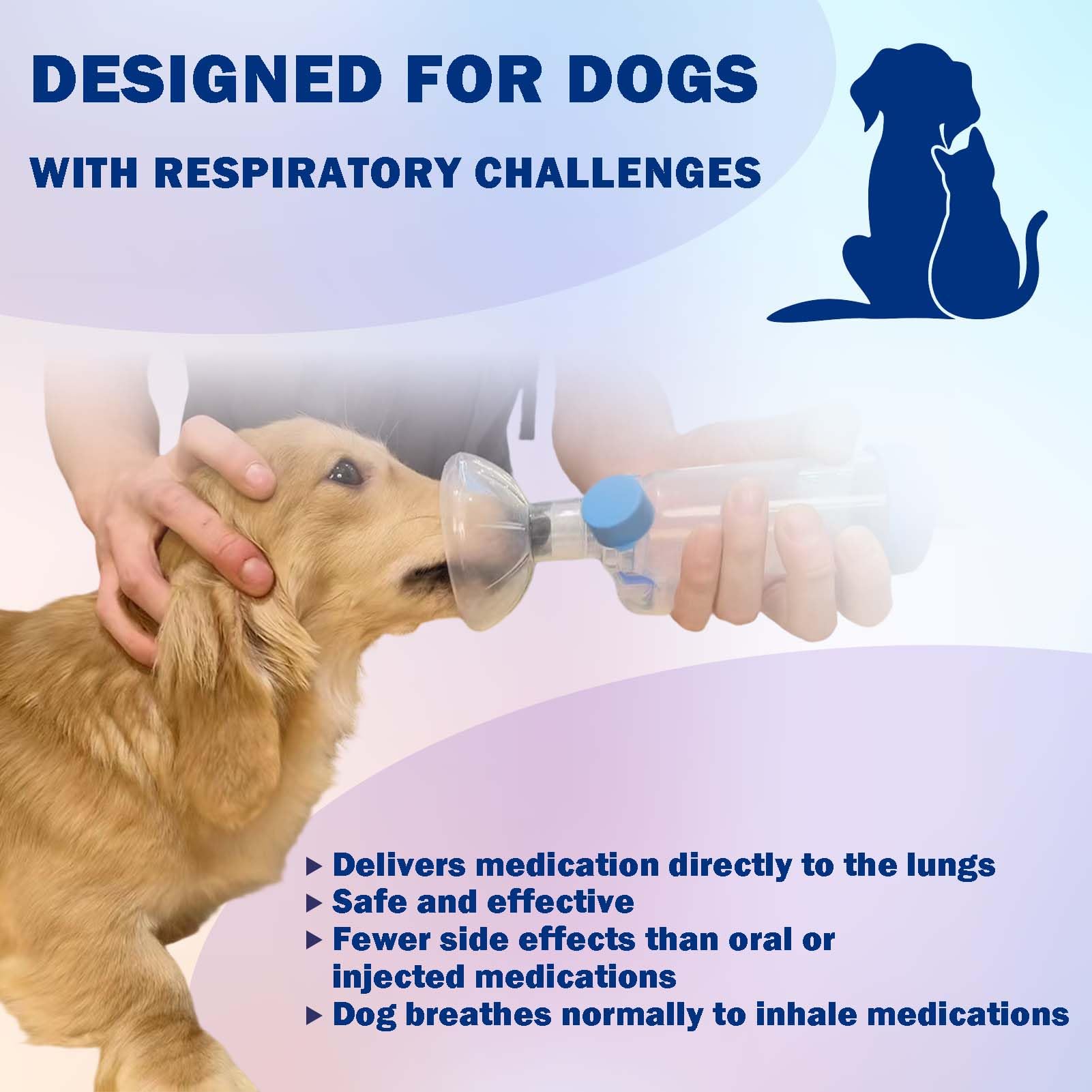 cámara de inhalación para Gatos o Perros con máscaras de 2 tamaños, cámara de Aerosol con indicador de Flujo de respiración, Compatible con Cualquier MDI