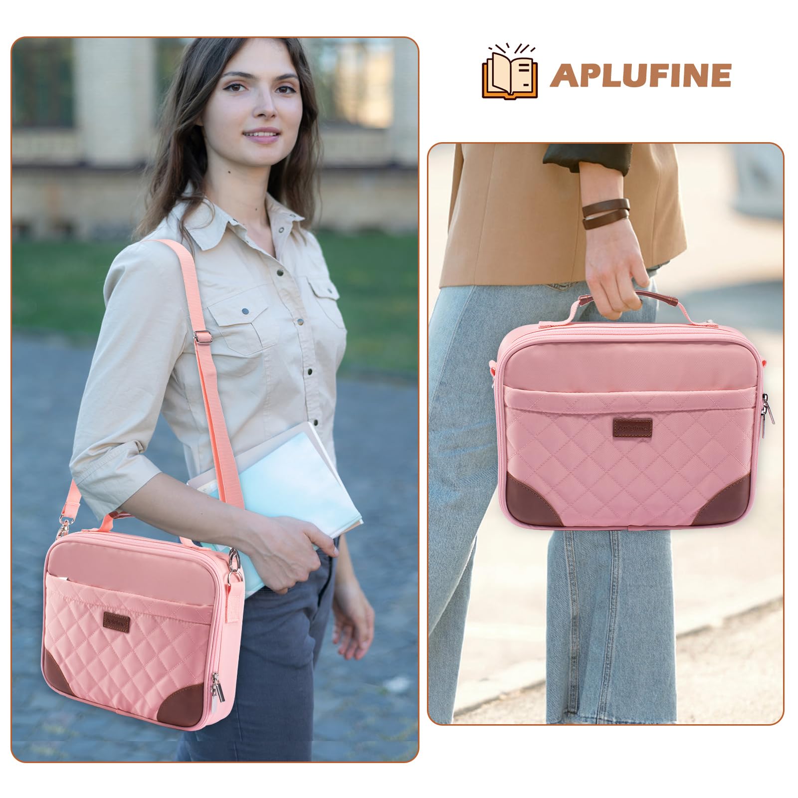 Aplufine Funda para Biblia para hombres, funda para mujer, bolsas de Biblia medianas y bolsas de transporte de Biblia, portador de Biblia con correa para el hombro, trabillas desmontables para