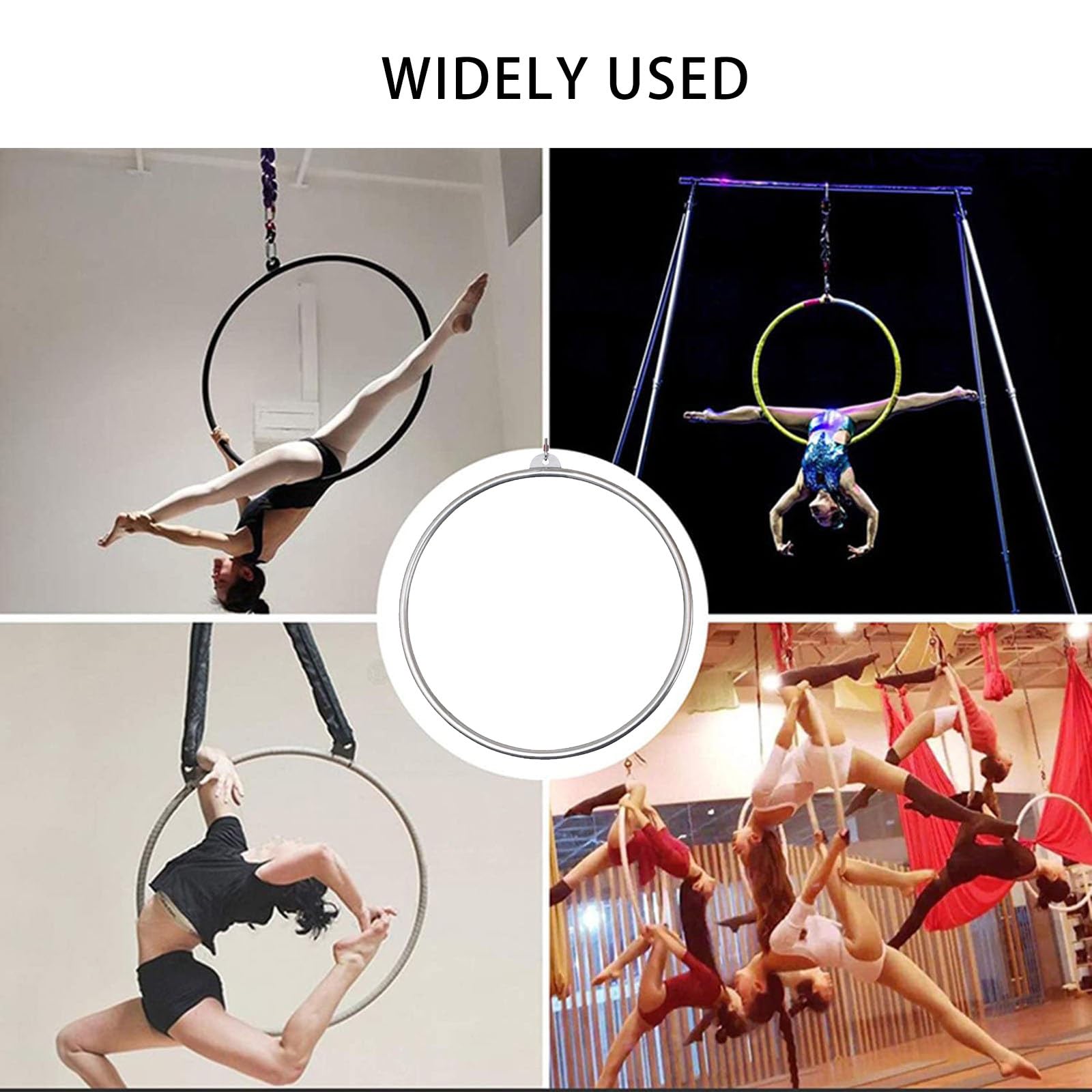 Cerceau AéRien, Anneaux AéRiens en Acier Inoxydable, éQuipement pour Danse AéRienne, Yoga, EntraîNement, Cirque, Ensemble De Cerceaux AéRiens, Fitness AéRien,Chassis