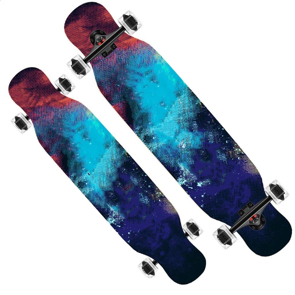 TXTC 43"x9" Planche À roulettes Complète 8 Lays Maple Plate-Forme De Skateboard for Filles, Garçons, Débutant, Extérieur Longboard (Color : Double-Sided C)