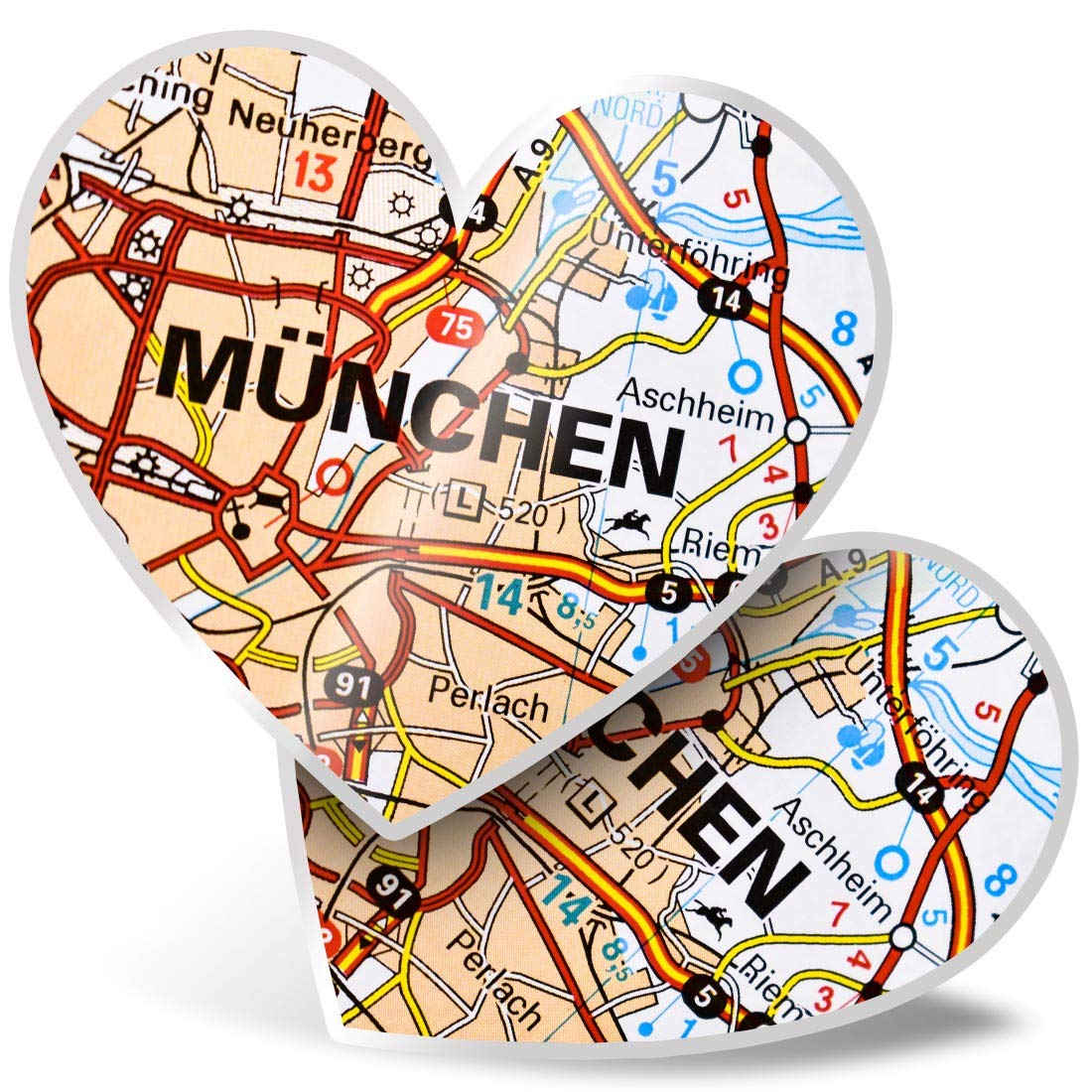 Destination Vinyl Ltd Multi 2 X 7.5Cm He Stickers - Munich Munchen Germany German Travel Map Decals 45812