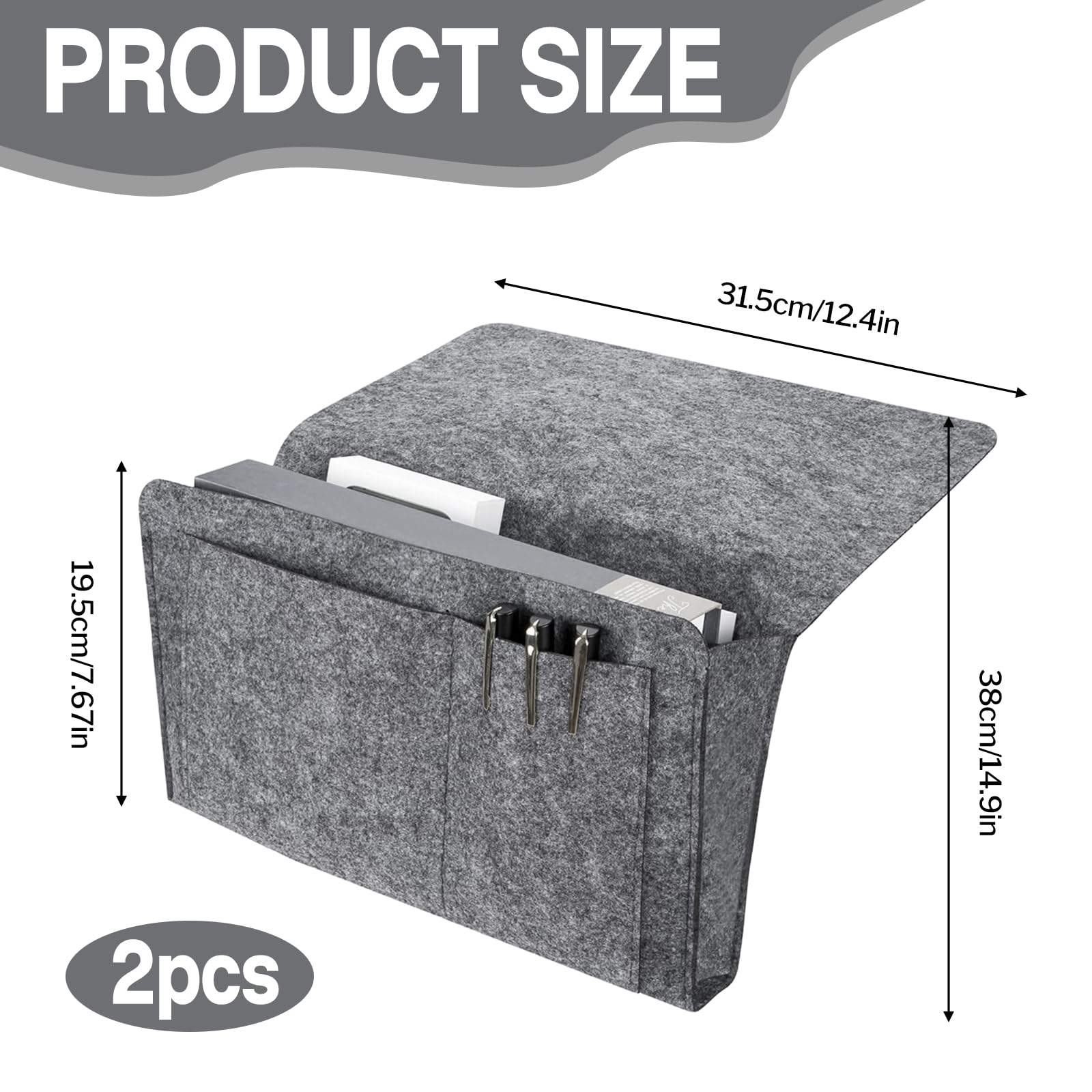 2 organizery na łóżko, torba na łóżko, do zawieszenia, filcowy organizer na stolik nocny, sofę, organizer z 5 przegródkami, na książki, telefon komórkowy, okulary, pilot zdalnego sterowania