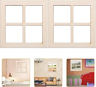 NOLITOY 16pcs Dollhouse Window:1:12 Scale Mini Wooden Window Models Tiny Landscape House Furniture Supplies for DIY Crafts