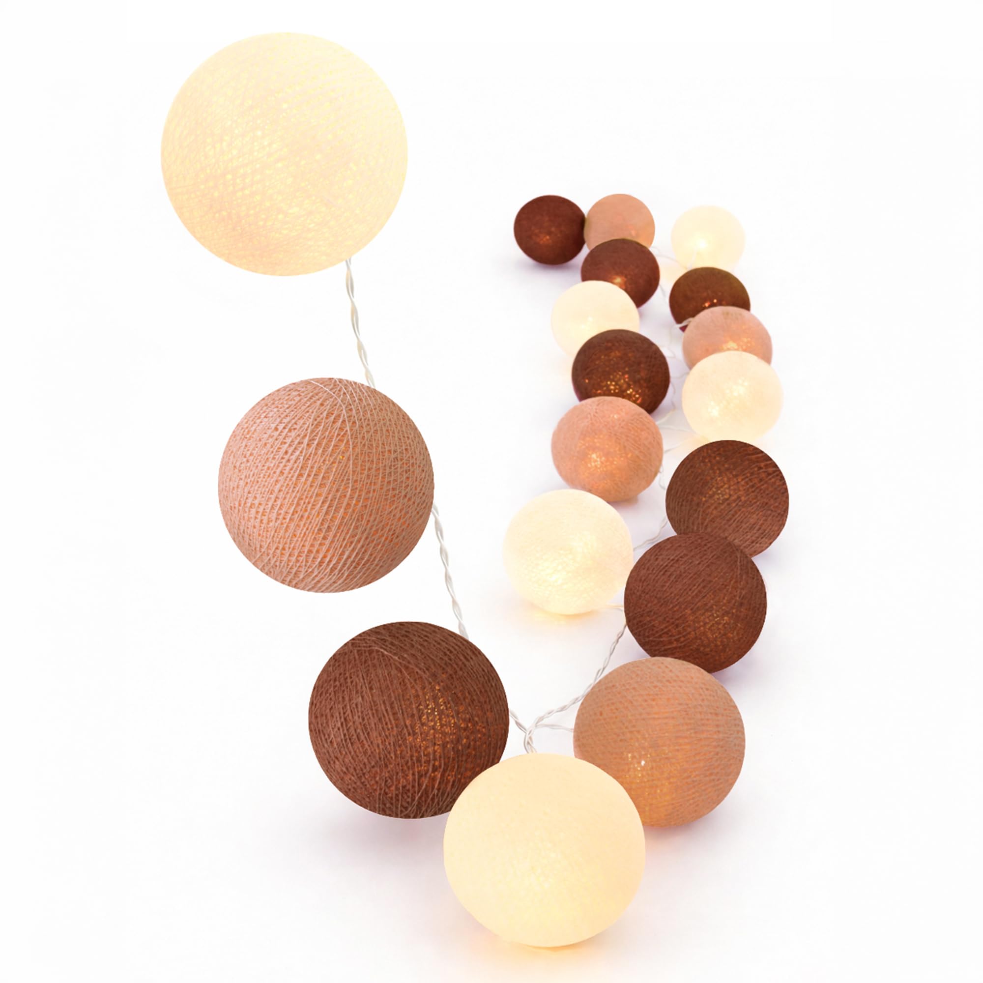Ghirlanda Luminosa Con Palline Di Cotone - 2 M 10 LED - Colore Macaron Funzionamento A Batteria Luce Bianca Calda Accesa Continuamente 97205501