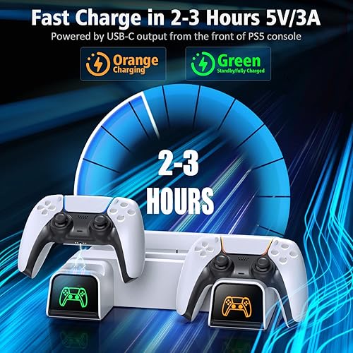 Miniatura 4 de OIVO Soporte PS5 con estación de enfriamiento y estación de carga para controlador PS5 para consola Playstation 5Edición digital, soporte de