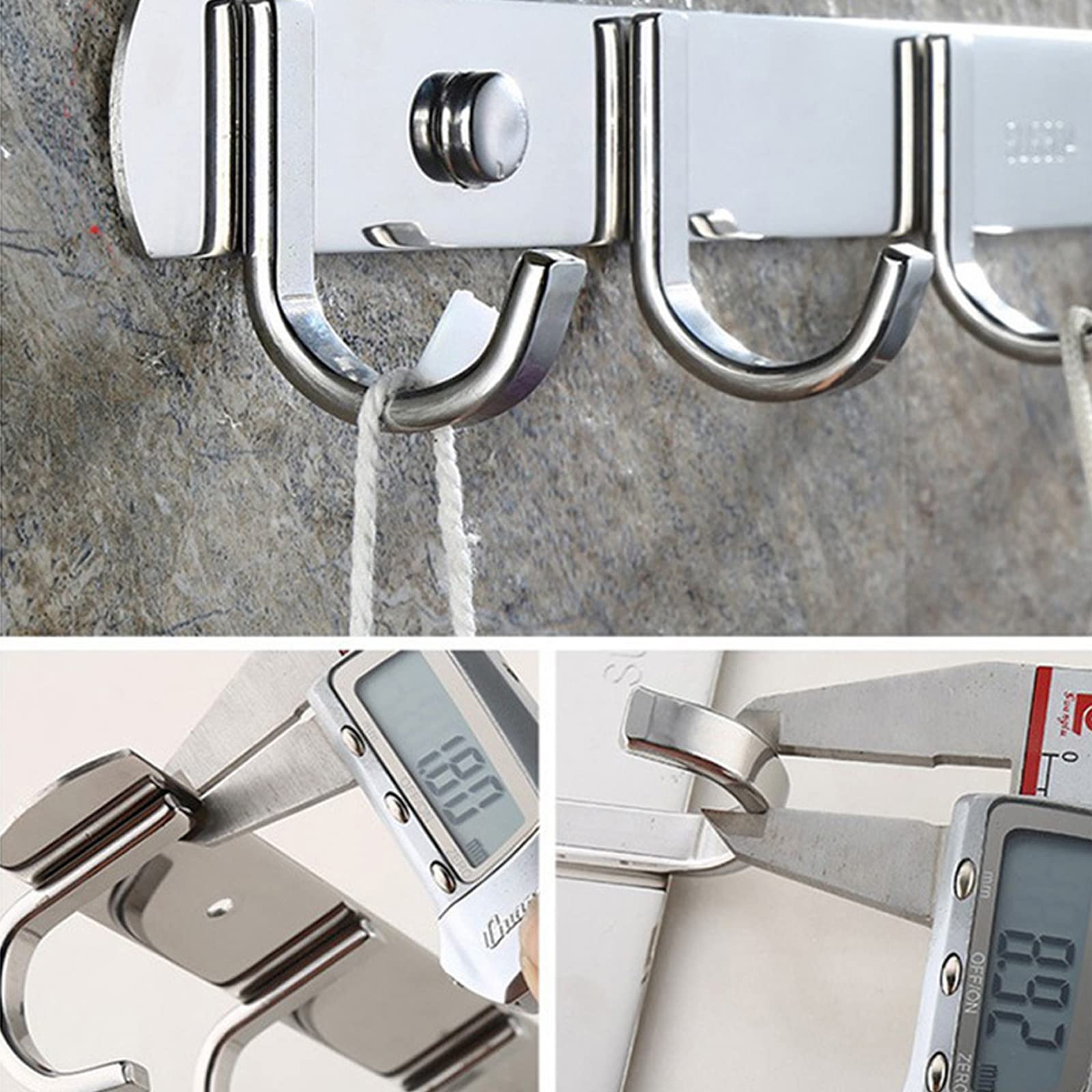 Acciaio Inox Coat Rack Heavy Duty Parete Appendiabiti Moderni Ganci per Vestiti in Metallo per Ingresso Ingresso Ingresso Cucina Bagno Camera da Letto (6 Ganci, Piatto)