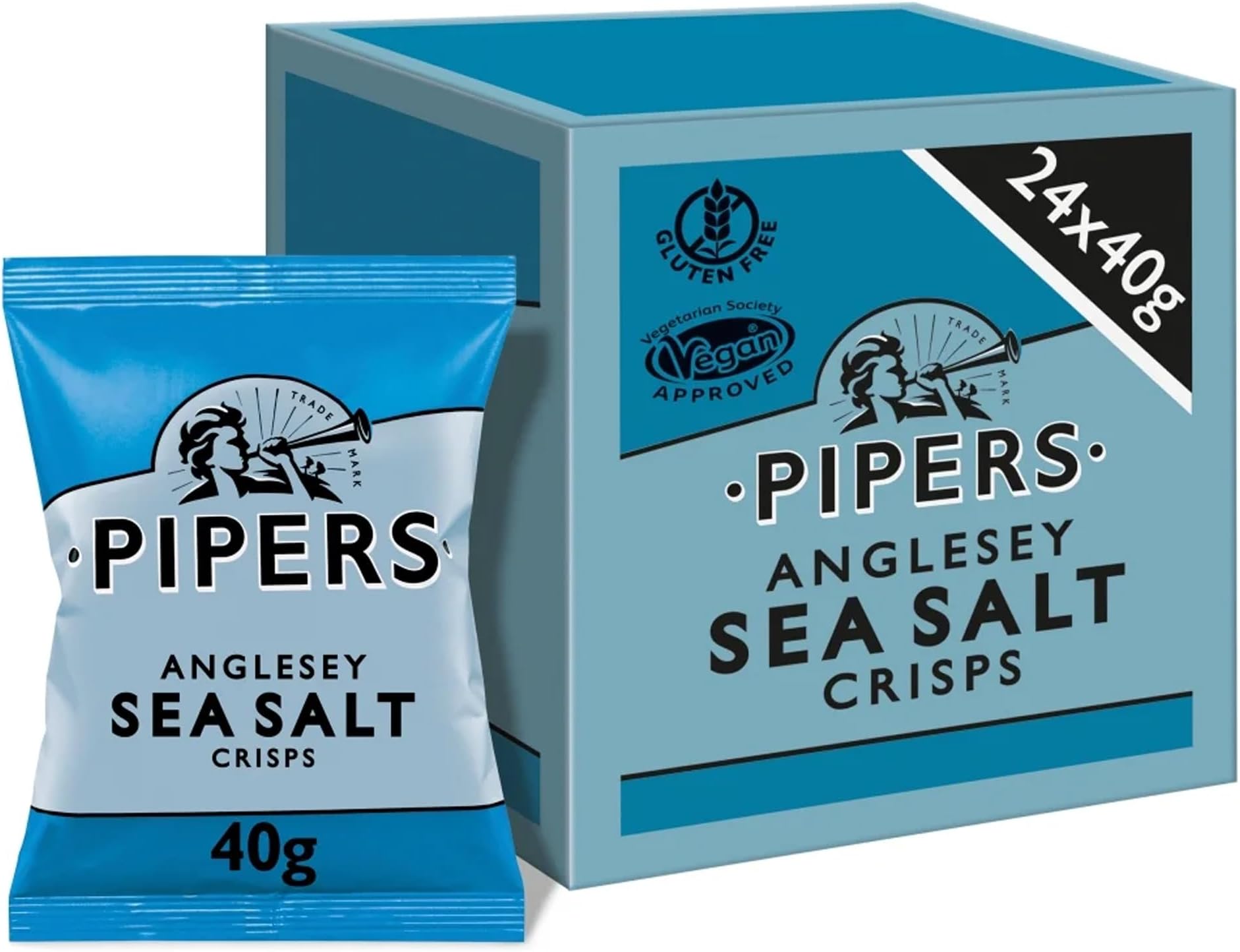 Pipers Anglesey Sea Salt Crisps 40g x 24 Packs. Gluten Free