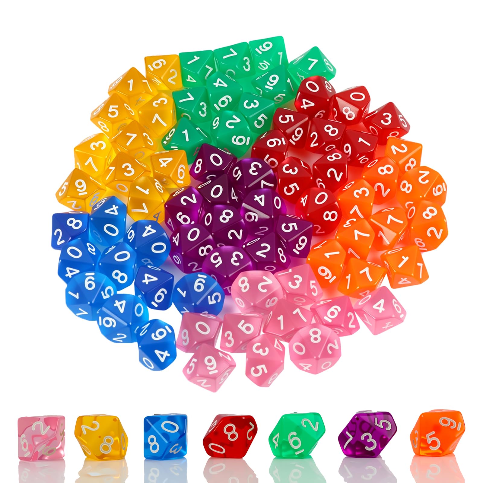 Lot De Dés RPG Jaunes Transparents – Pour Jeux De Rôle, Neufs