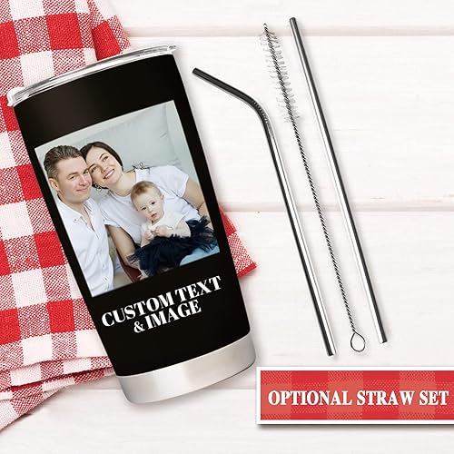 Miniatura 7 de Vaso de café personalizado con imágenesnombre grabado, vaso de acero inoxidable personalizado de 20 onzas con tapa, regalos de cumpleaños