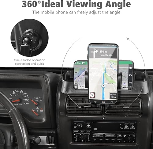 Miniatura 3 de JeCar TJ Soporte para teléfono móvil con bandeja de almacenamiento, accesorios interiores compatible con Jeep Wrangler TJ 1997-2006