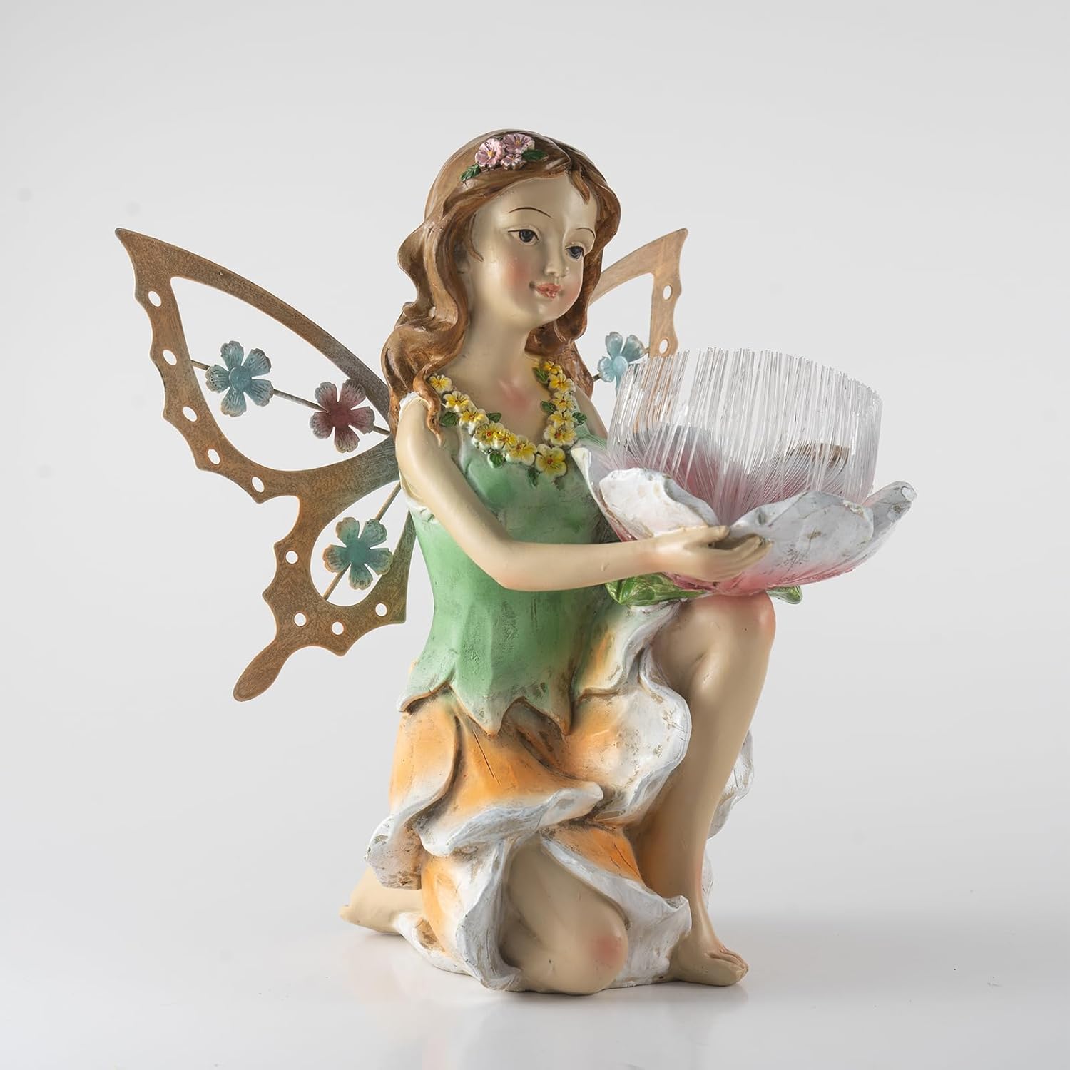 Suyorpe Fairy Decor Solar Outdoor Statues, Fairy Garden Accessories for Outside Garden Gifts,Resin Ornaments for Patio Yard Lawn,Size6.5 x 5.12 x 9.45 inches