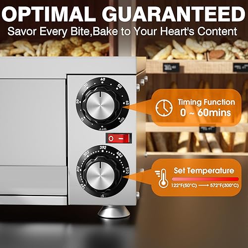Miniatura 4 de PYY Horno de pizza eléctrico para interiores, horno de pizza comercial, con bandeja para migas, máquina para hacer pizza de acero inoxidable para el