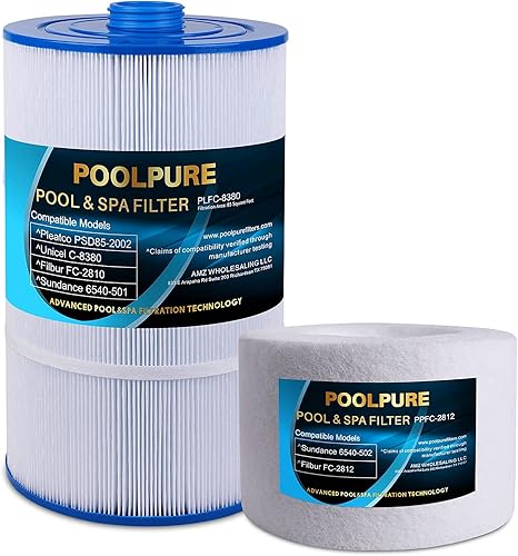 POOLPURE Filtro de piscina de repuesto para Sundance 850 780 Series, Sundance 6540-501, 6540-502 Set, Filbur FC-2810, FC-2812 Set, filtro PLFC-8380
