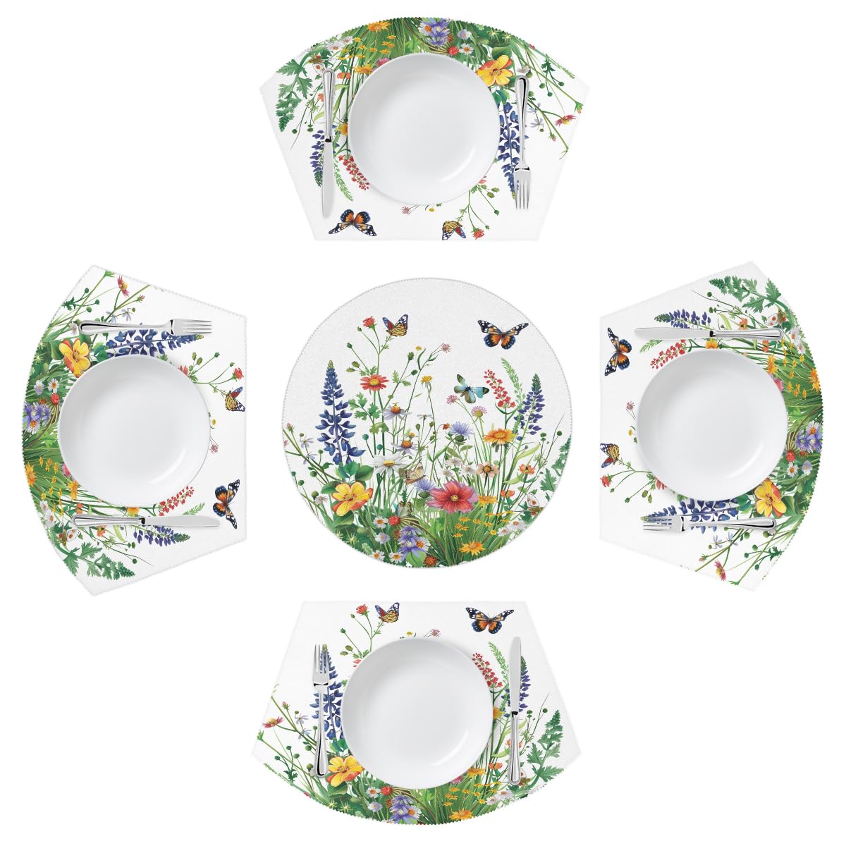 Photo 1 of Spring Wedge Placemats Set of 4 4 Wedge Table mats and 1 Round Place mat