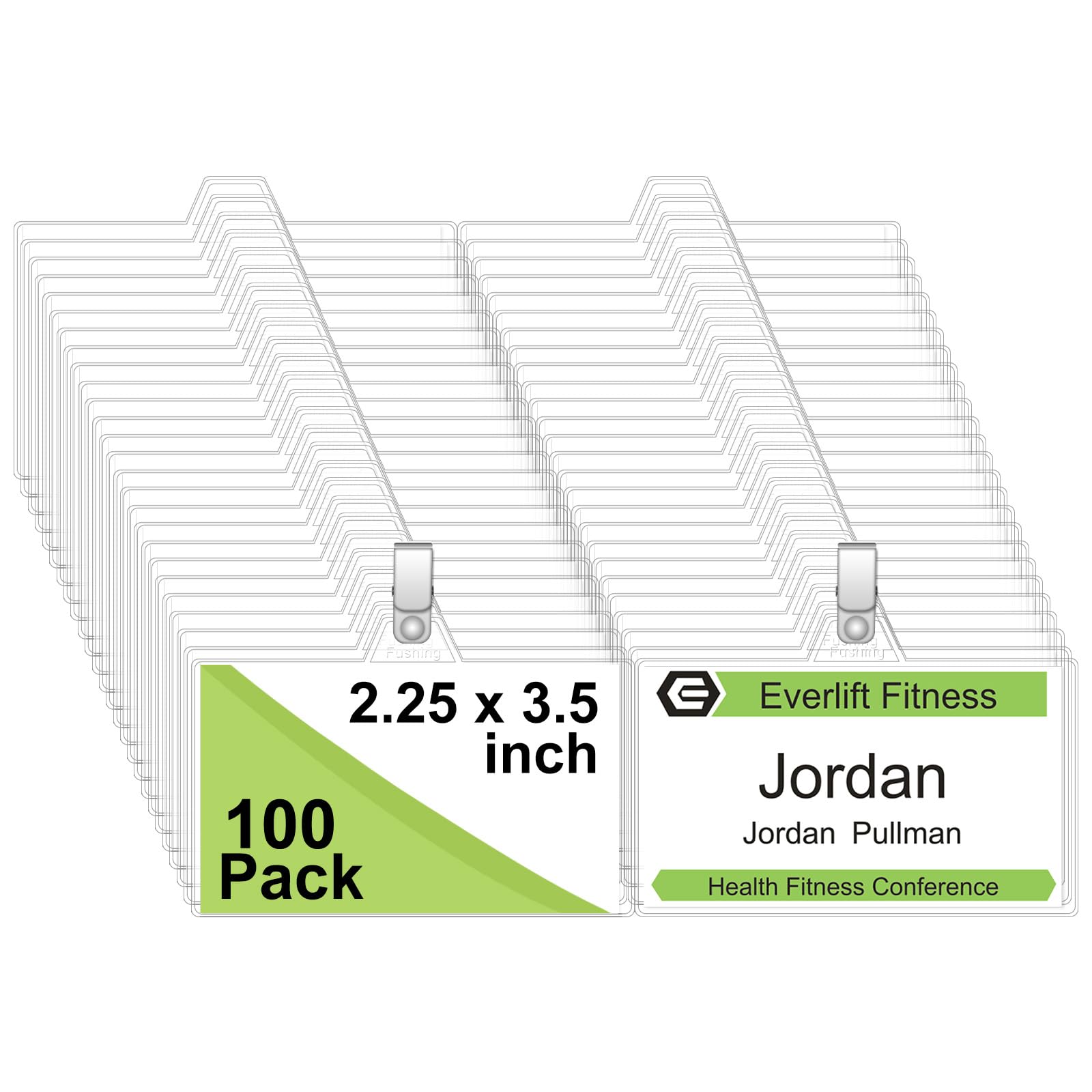 Name Badge Holders with Clip - Fushing 100PCS Clear Plastic ID Badge Holders with Badge Clips for 5.7 x 8.9 cm Name Badge Inserts (100)