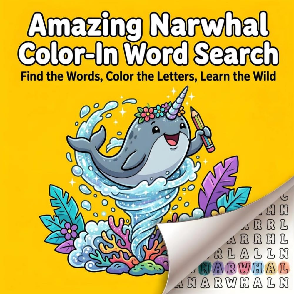Amazing Narwhal Color-In Word Search: Find the Words, Color the Letters, Learn the Wild