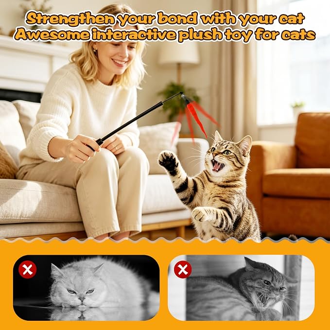 Kit de 10 juguetes gusanos para gato con cuerda negra miniatura 6