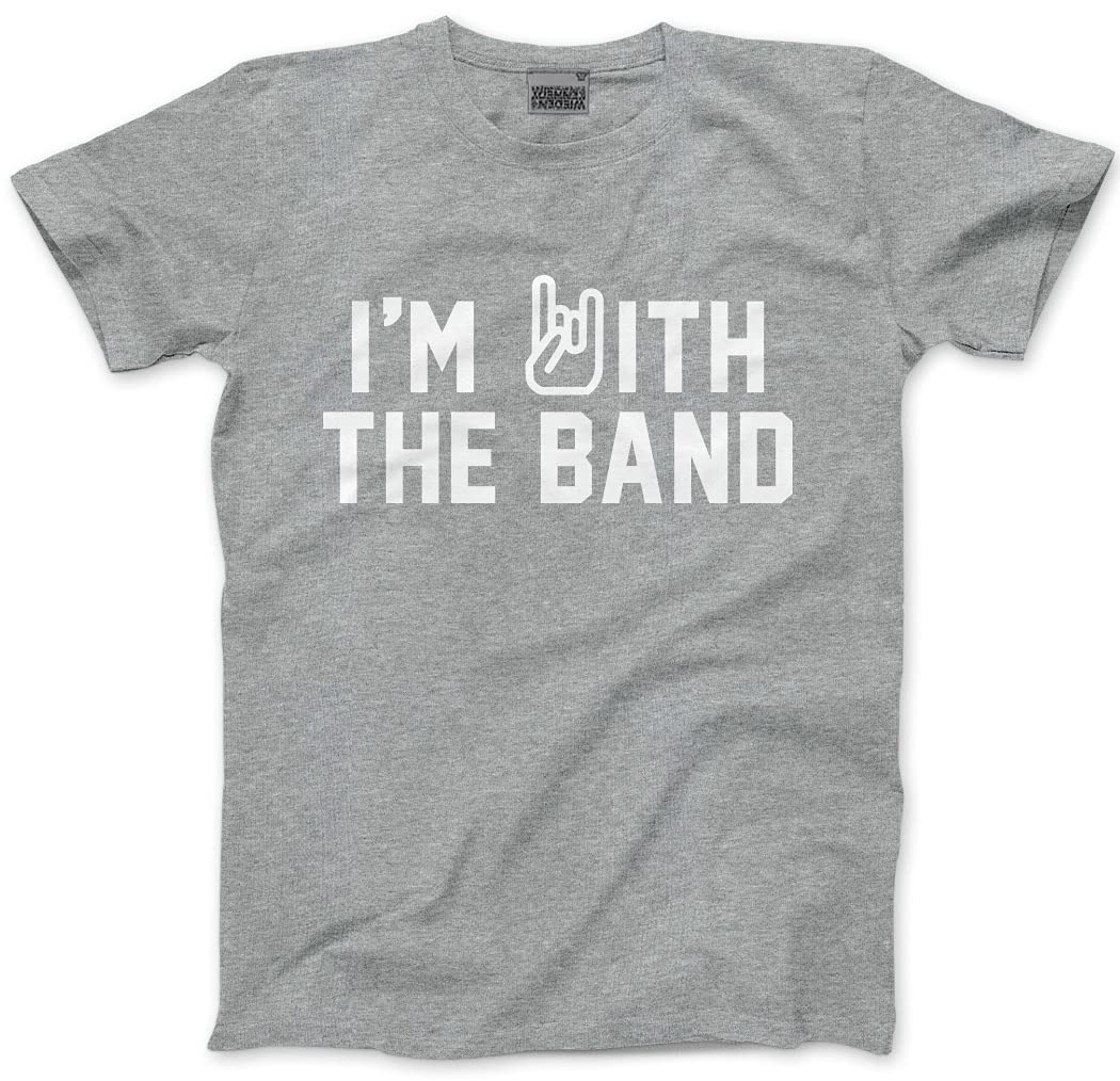 Hotscamp Men's Heather Grey I'm With The Band - And Youth Unisex T-Shirt - Music Rock Band Rocker S Grey