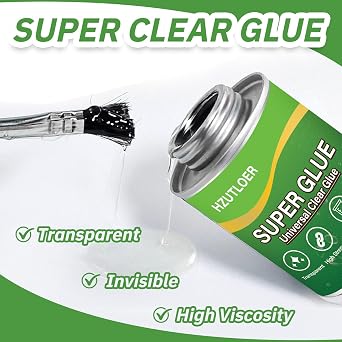 Super Glue,Clear Glue with Brush,All Purpose Strong Adhesive,Instant Superglue Multi-Purpose Glue for Wood,Ceramic,Leather,Plastic,Glass,Metal,Rubber,DIY Crafts