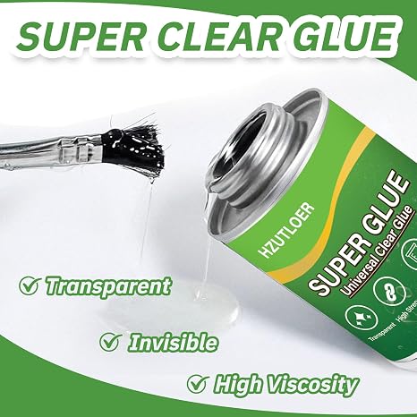 Super Glue,Clear Glue with Brush,All Purpose Strong Adhesive,Instant Superglue Multi-Purpose Glue for Wood,Ceramic,Leather,Plastic,Glass,Metal,Rubber,DIY Crafts