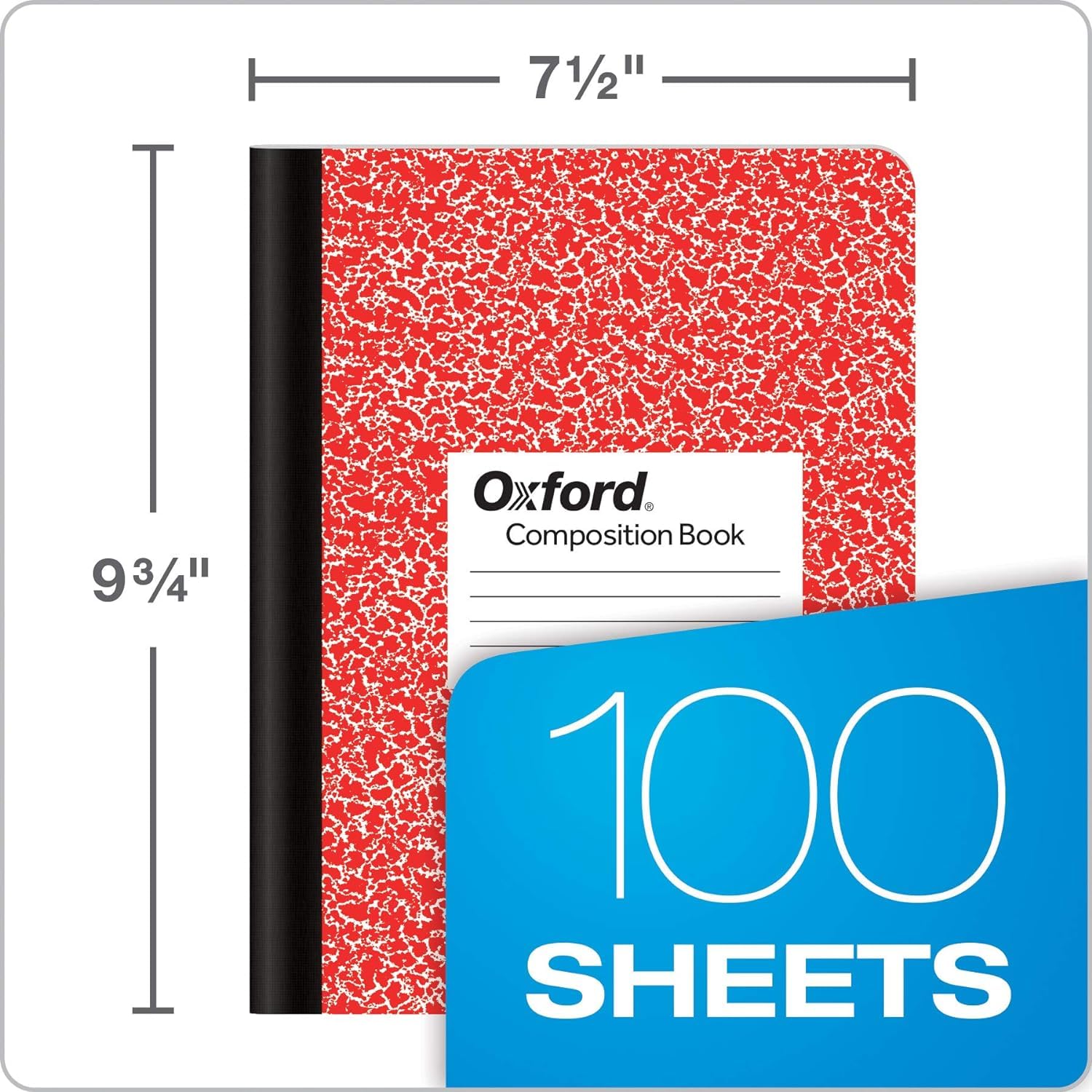 Oxford Composition Notebooks - Assorted Colored Marble Cover Wide Ruled Notebook - 9-3/4" X 7-1/2", Pack of 12 (100 sheets) - Image 2