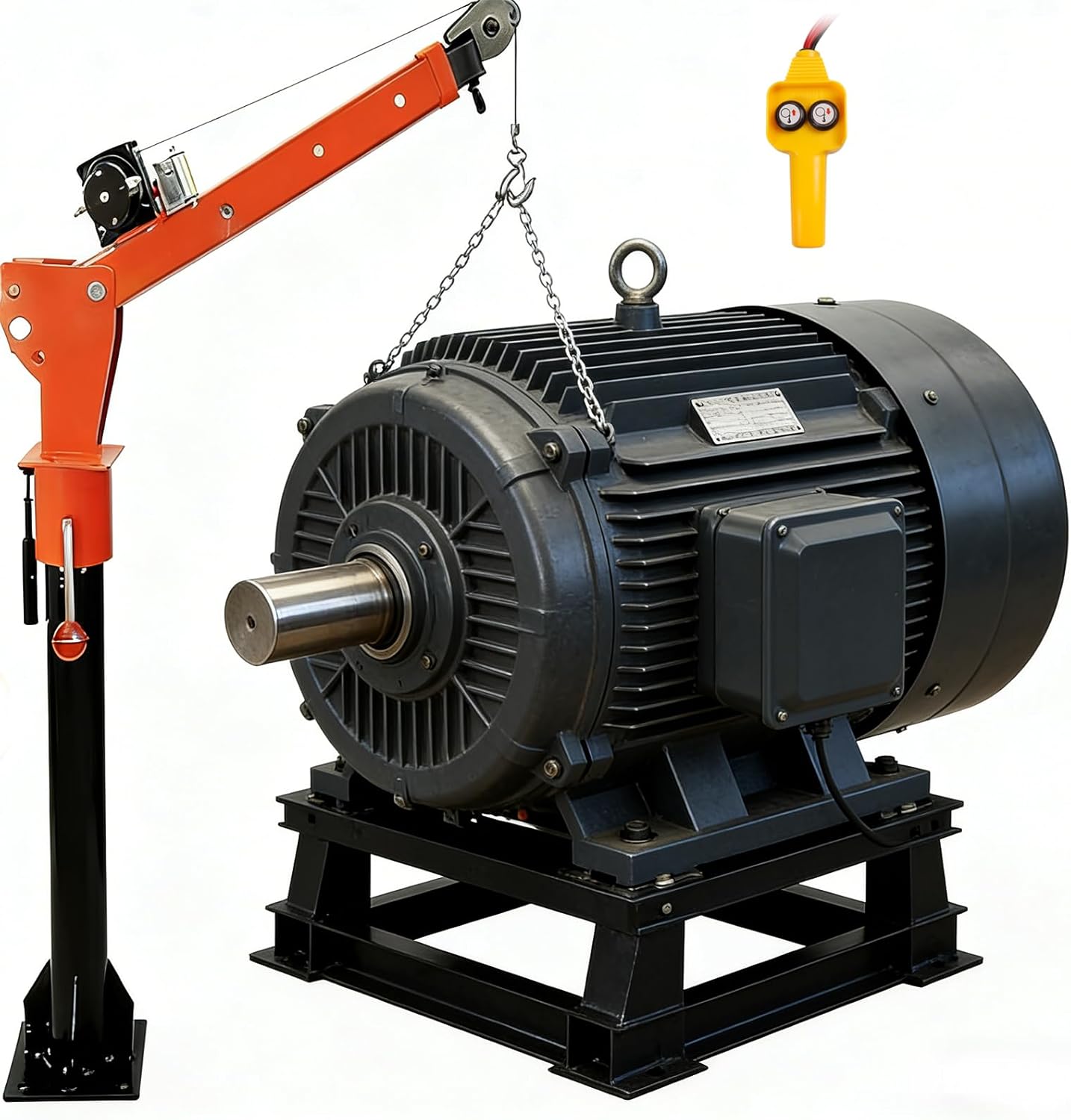 1100LBS Electric Pickup Truck Crane, Heavy Duty 2100LB Remote Electric Winch, Folding Truck-Mounted Bed Crane, 360° Swivel Jib Crane for Industrial, Construction, Factory