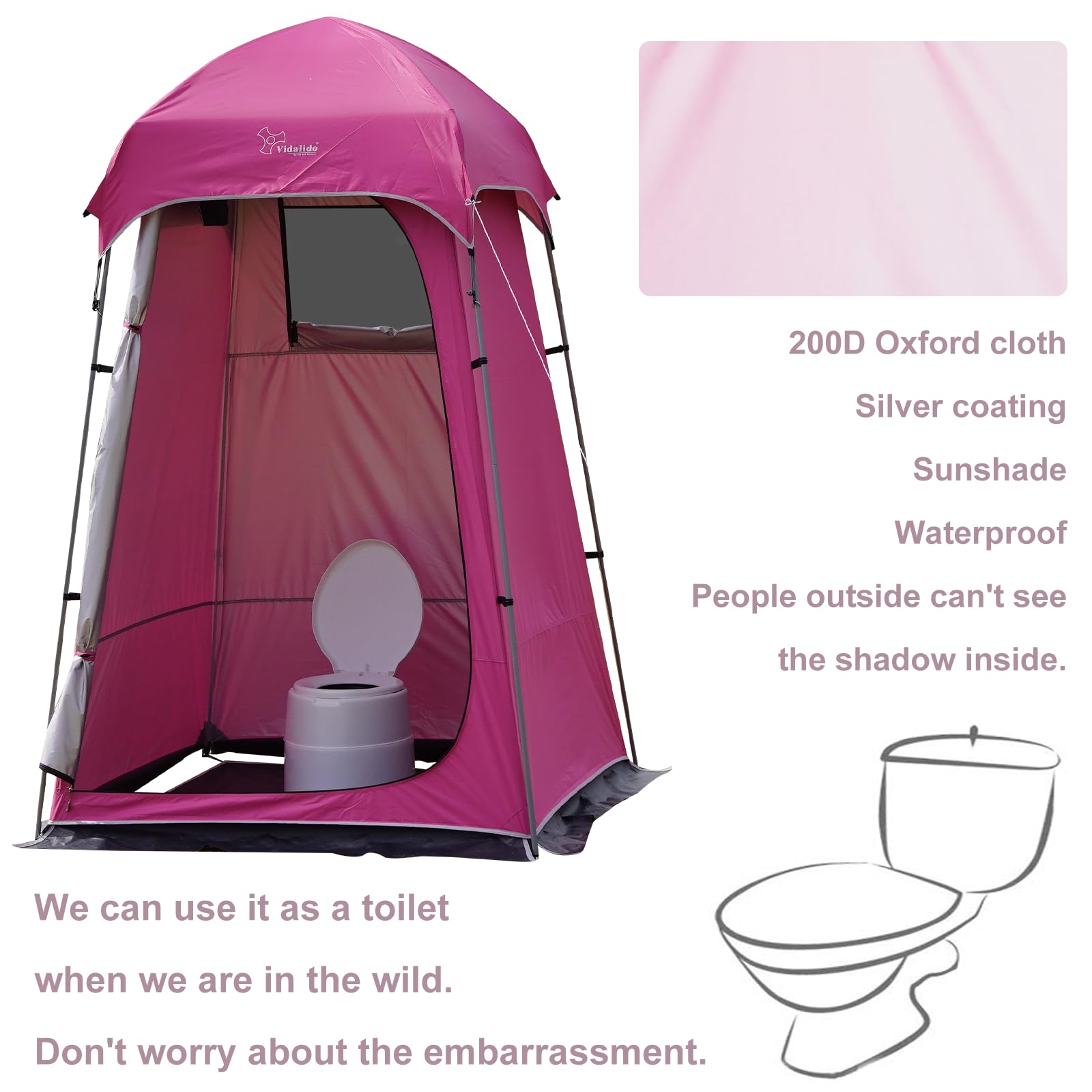 Vidalido Camping Duschzelt Sichtschutz Zelt Tragbare Outdoor-Duschen Zelte für Camping mit Boden, Camping Sichtschutz Unterstände Badezimmer Toilettenzelt