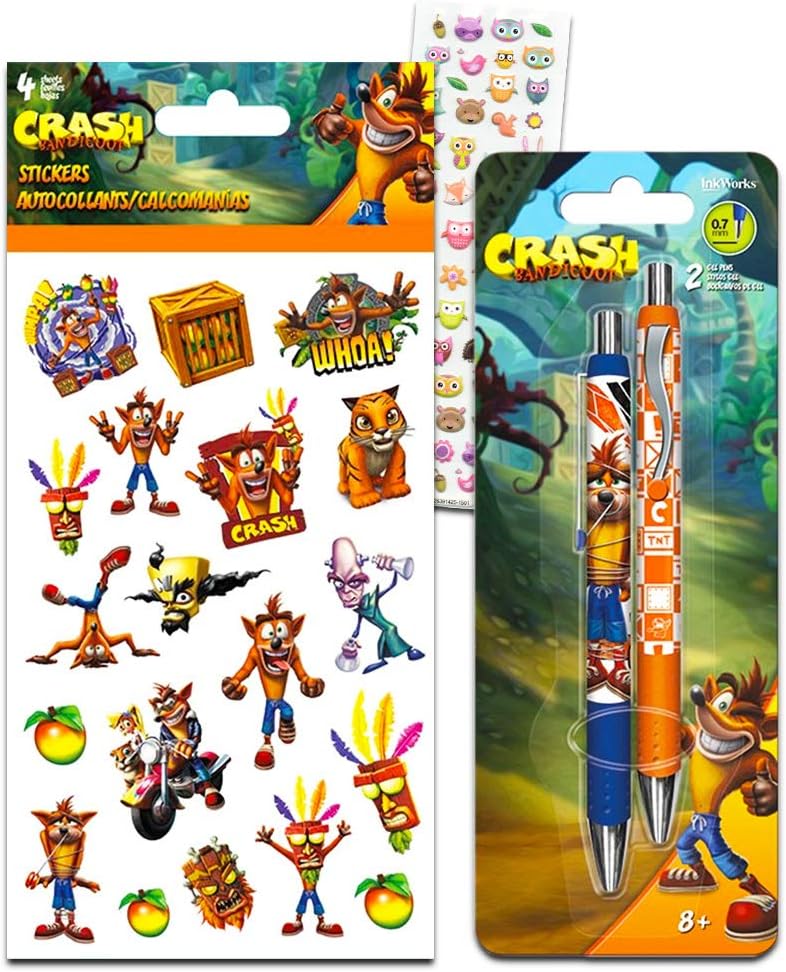 InkWorks Crash Bandicoot Pen Set with Stickers (Crash Bandicoot Merchandise)