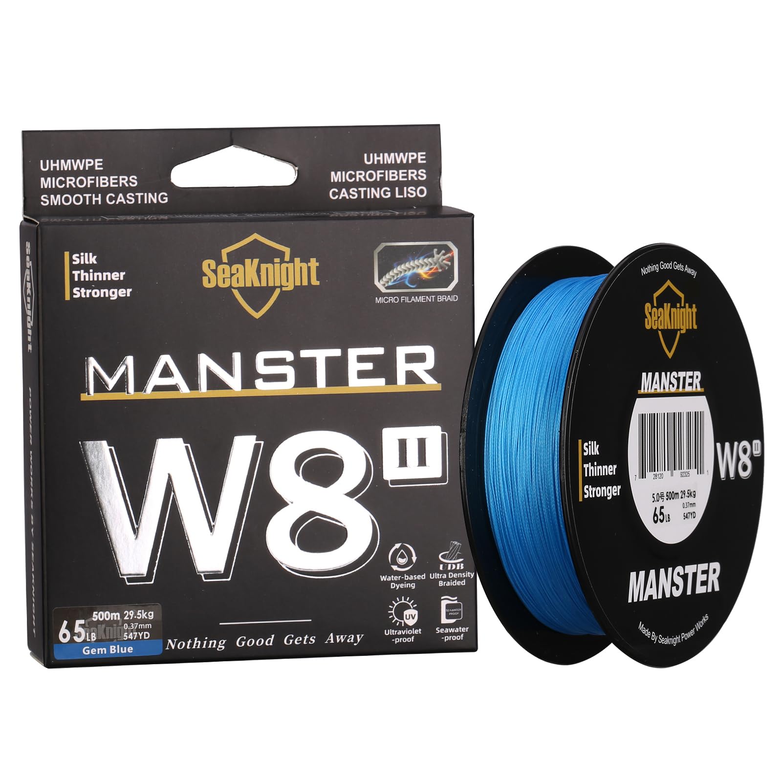 SeaKnight Manster W8 II 8 Strands PE Braided Line 328Yards/547Yards Super Smooth Multifilament Fishing Lines-Abrasion Resistant, Low Memory, Zero Stretch