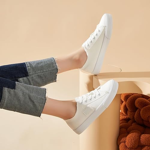 Miniatura 8 de Zapatos de lona para mujer, zapatos de lona de moda, zapatos casuales para caminar, Lienzo blanco