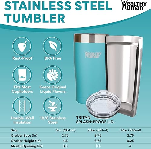 Miniatura 2 de Vaso de viaje de acero inoxidable con aislamiento humano, con pajita y tapa, Glacier