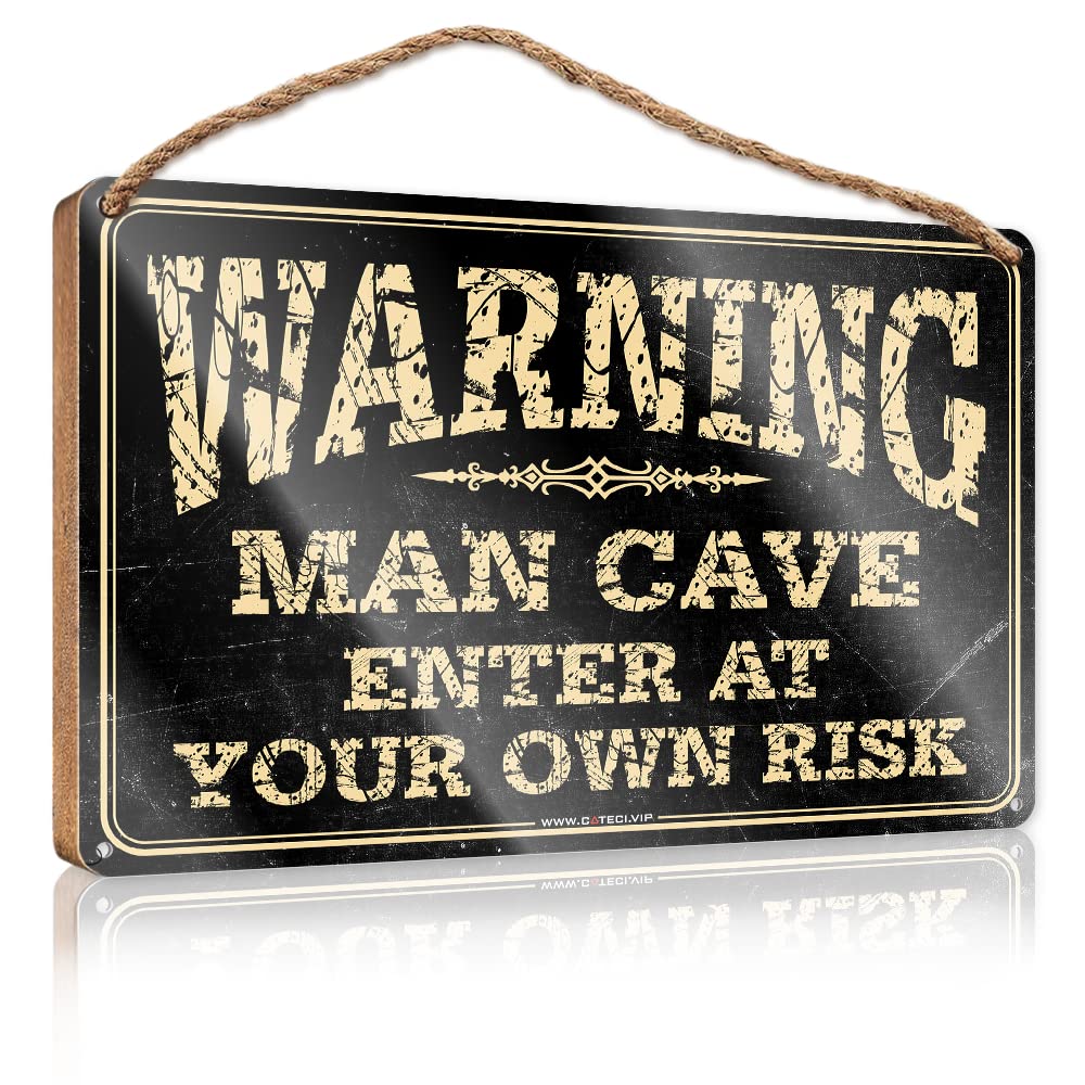 FZFN Wall Hanging Decor Men Wrning Enter At Your Own Risk Wooden Sign Hanging Signs For Home Decor Outdoor Wall Decor(23X35CM)