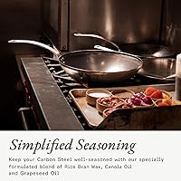 Vista 4 de Made In Utensilios de cocina - Cera de condimento de acero al carbono (6 onzas) - Fabricado en Canadá - Cera de salvado de arroz, aceite de canola